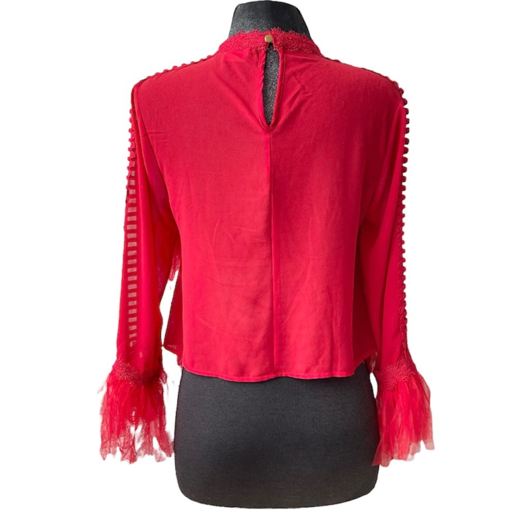 Impulsive Red Sheer Mesh Top/ Blouse Size L - Picture 2 of 8